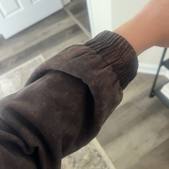 Eileen Fisher Tortoise Shell Print Silk Bomber Jacket - Picture 3 of 6